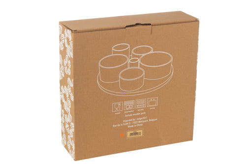 J-Line aperoschaal + dienblad - bamboe/keramiek - mix - doos van 6 stuks - vtwonen shop