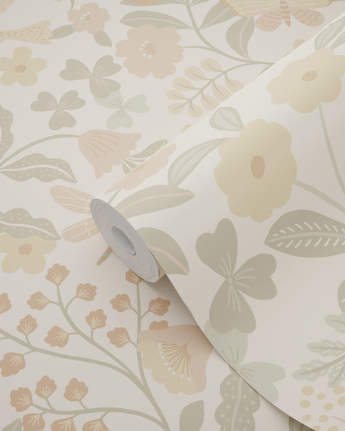 ESTAhome behang bloemen en vogels beige, groen en zacht roze - 0.53 x 10.05 m - 139867 - vtwonen shop