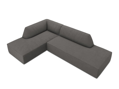Micadoni - Linker hoekbank "Ruby" 4 zitplaatsen, ribfluwelen, donkergrijs - 180x273x69cm