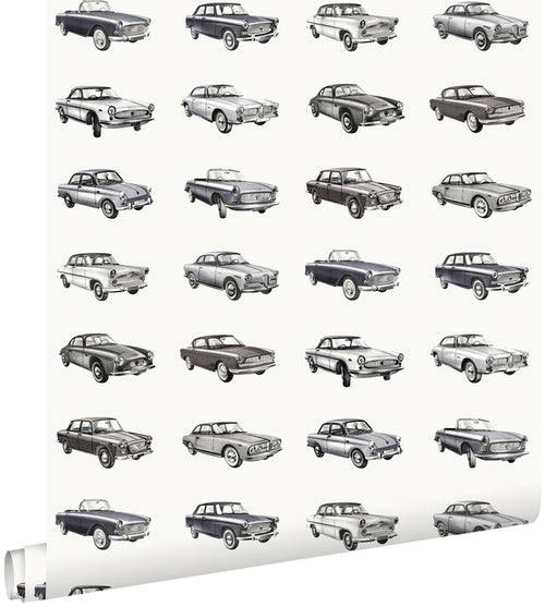 ESTAhome behang vintage auto's zwart - 53 cm x 10.05 m - 138733