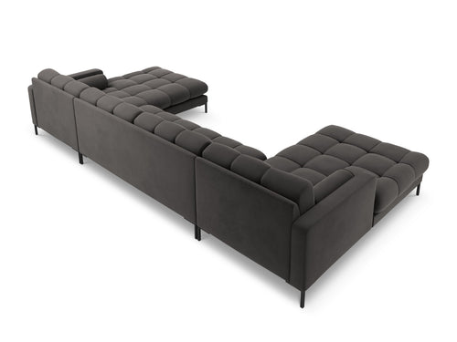 Cosmopolitan Design Panoramische bank Bali 7-zits, flueel, donkergrijs - 185x383x75cm