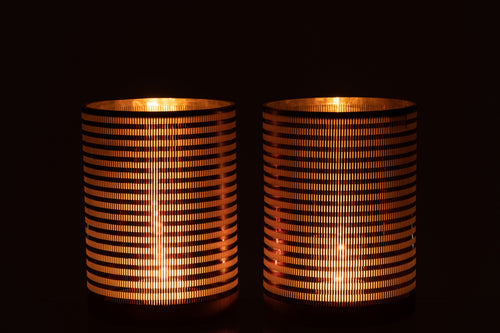 J-Line windlicht Strepen - glas - bruin - large - 2 stuks - vtwonen shop