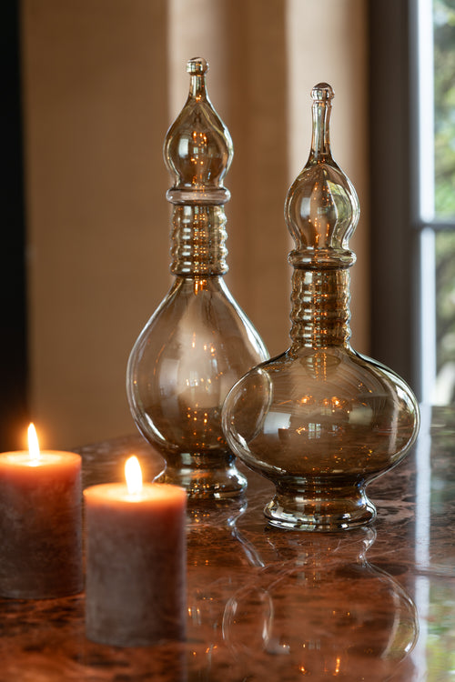 J-Line vaas + stop flesje Joey - glas - beige - small - vtwonen shop