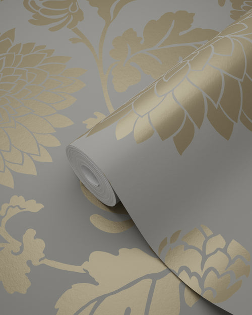 Origin Wallcoverings behang bloemen taupe en glanzend brons - 53 cm x 10,05 m - 326149 - vtwonen shop