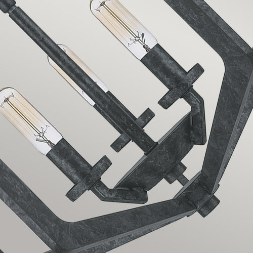 Elstead Quoizel Vanguard Draadframe Hanglamp Plafondlamp Oud Zwart