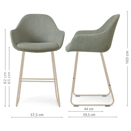 Nolon Nino-Mae barkruk saliegroen - beige onderstel - 65 cm