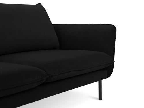 Cosmopolitan Design Bank Vienna 3-zits, flueel, zwart - 92x200x95cm