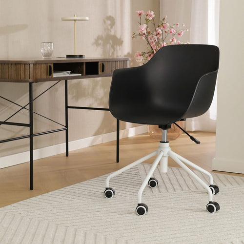 Nolon Nout-Puk Bureaustoel Zwart - met Armleuning - Wit Onderstel - vtwonen shop