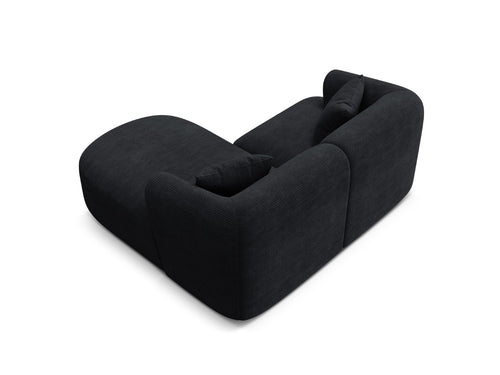 Cosmopolitan Design Modulaire hoekbank rechts Campi 3-zits, ribfluwelen zwart - 156x180x70cm