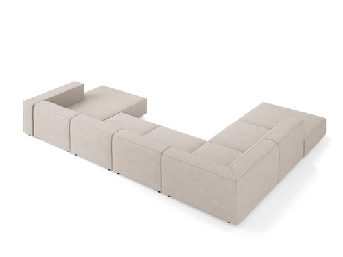 Cosmopolitan Design Panoramische hoekbank links Arendal 7-zits, chenille met ribbeleffect, donkerbeige - 262x364x70cm