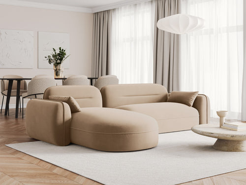 Cosmopolitan Design Modulaire hoekbank links Sydney 4-zits, flueel, zand - 165x275x70cm