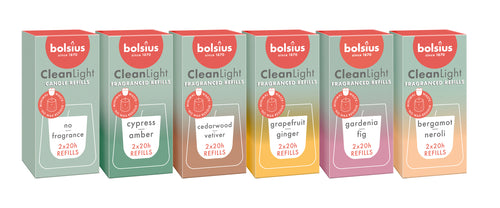 Bolsius navullingen CleanLight - 12 stuks - diverse geuren
