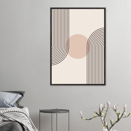 Artfulprints Poster Boho – Retro wave   - A4 21x29.7 cm - Grijs
