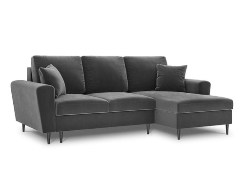Cosmopolitan Design Converteerbare hoekbank rechts met opbergdoos Kyoto 4-zits, flueel, lichtgrijs - 145x241x88cm