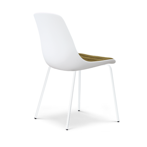 Nolon Nora-Liv eetkamerstoel wit met mosgroen zitkussen - wit onderstel