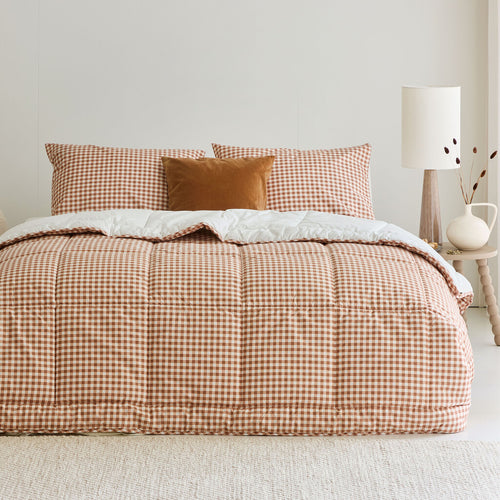 Walra - Dekbed zonder overtrek Cozy Check - 200x200 cm - Bruin / Off White
