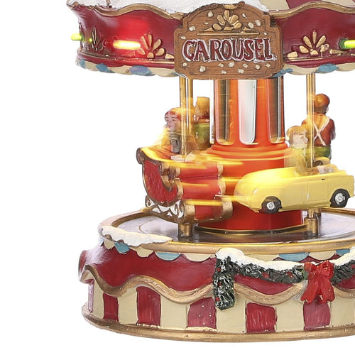 Luville Little Carousel - Kerstdorp Miniatuur Draaimolen met Verlichting - Kerstversiering voor Binnen - Guirlande op Batterijen - Kerstslingers