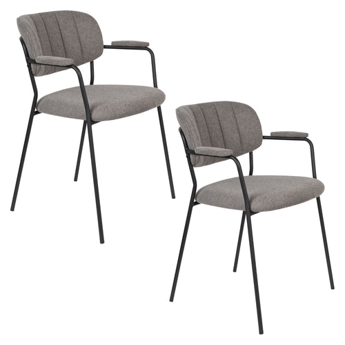 Housecraft Living Jolien Eetkamerstoelen armleuning Zwart/Grijs - Set van 2 - vtwonen shop
