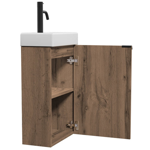 Badplaats Toiletmeubel Apollo 40 x 22 cm – Bruin Eiken – Fonteinmeubel met Wastafel
