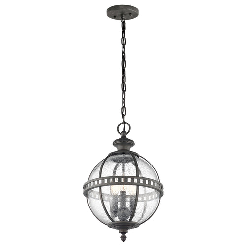 Elstead Halleron - 3 Lichts Outdoor Globe Plafond Hanglamp Grijs IP44, E14