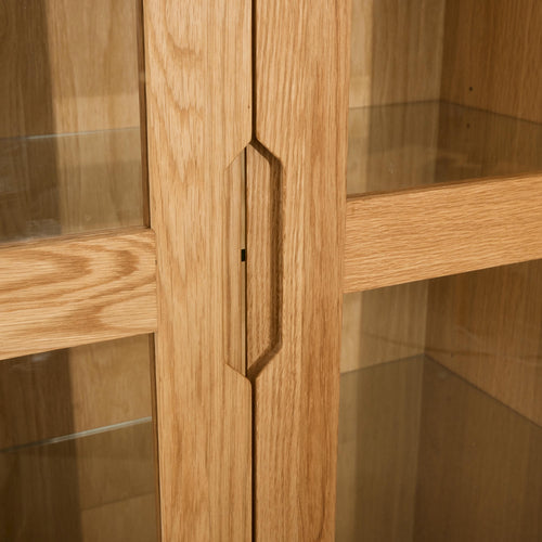 Furnhouse vitrinekast Nyborg - Natuurlijk eikenhout - MDF, Eikenfineer, Glas - 45x100x190