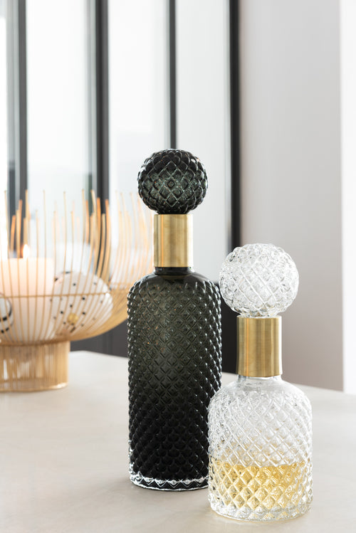 J-Line decoratie fles + stop Relief - glas - transparant - small - vtwonen shop