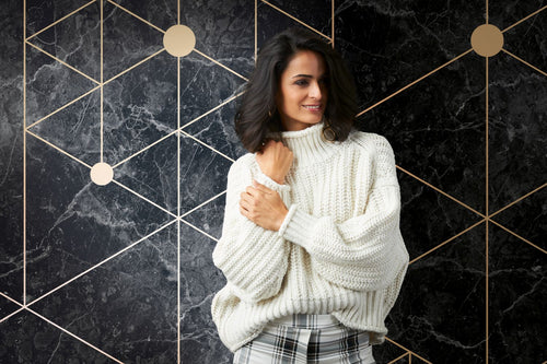 One Wall one Role fotobehang geometrische vormen goud en zwart - 371 x 280 cm - AS-382601