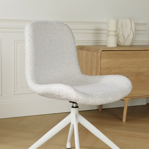Nolon Nola-Fé Eetkamerstoel Teddy Wit - Draaibaar Wit Onderstel - vtwonen shop