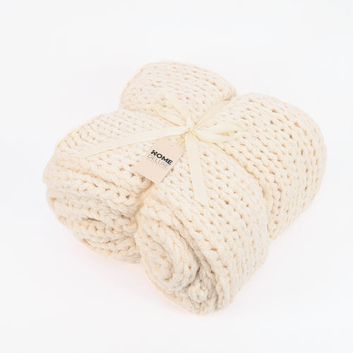 HOME DELUXE Geweven deken LIAN Beige - 140 x 200 cm - vtwonen shop