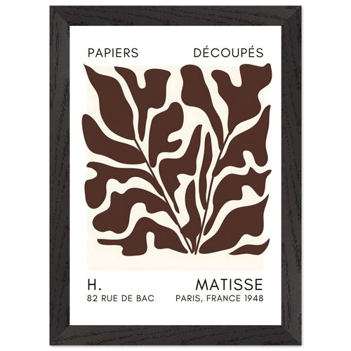 Artfulprints Poster met Lijst Matisse – Seabed shapes brown   - A4 21x29.7 cm - Bruin