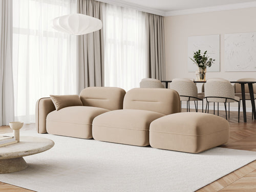 Cosmopolitan Design Rechte modulaire bank Sydney 3-zits, flueel, zand - 90x295x70cm