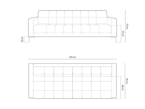 Cosmopolitan Design Bank Bali 4-zits, structurele stof, zwart - 96x217x75cm