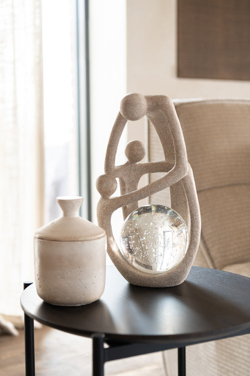 J-Line decoratie Abstract Op Sokkel - polyresin - beige/zwart