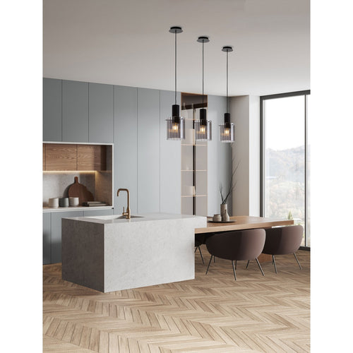 Nova Luce MIRBI Dome hanglamp voor plafond, rookkleurig, zandkleurig zwart, E27, 1x12W