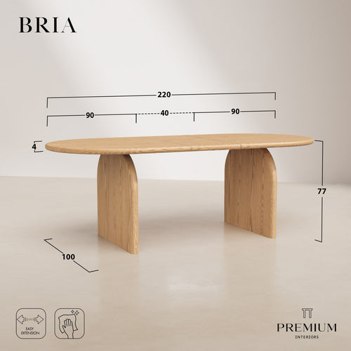 Premium Interiors - Uitschuifbare eettafel BRIA - multiplex licht walnoot 220cm