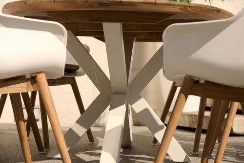 Hartman Dining Tuinset Stephanie - Naturel/Wit Teakhout - 200x120x76cm - vtwonen shop