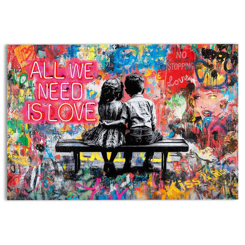 Reinders All We Need is Love glasschilderij -  meerkleurig/multi color - hobbyruimte - 78x116cm