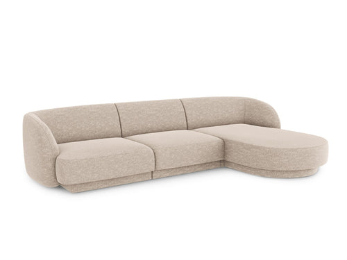 Micadoni rechter hoekbank Miley 4-zits, structurele stof beige - 156x255x70cm