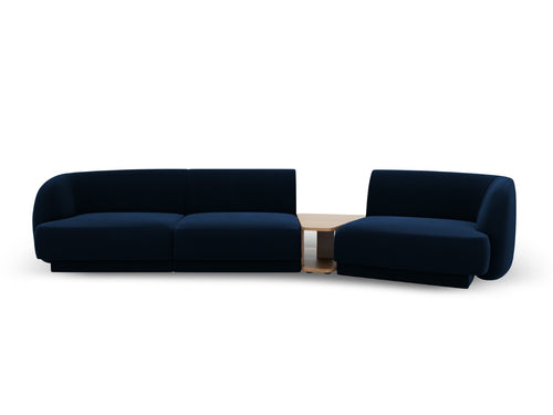 Micadoni Rechte modulaire bank Miley 3-zits, flueel, koningsblauw - 126x303x70cm