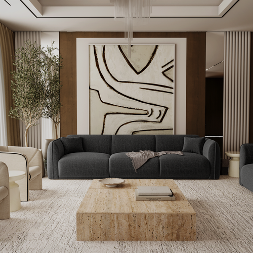 Premium Interiors - Bank LUSH - zacht aanvoelende geweven stof  donker antraciet 235cm