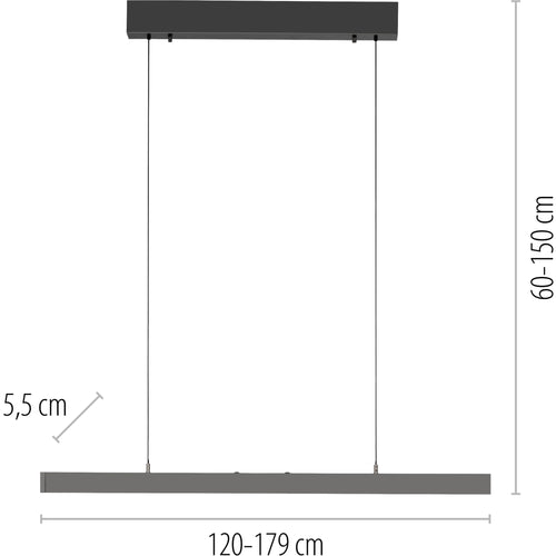 Paul Neuhaus hanglamp Adriana - 3 lichts - 179  x 150   cm - antraciet - vtwonen shop