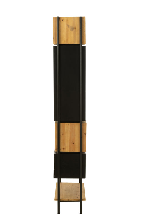 J-Line kast Tina - hout/ijzer - zwart/naturel - small