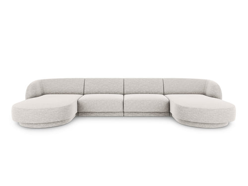 Micadoni Panoramische bank Miley 5-zits, chenille, lichtgrijs - 156x330x70cm