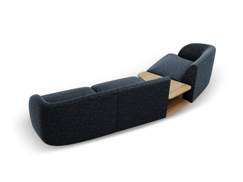 Micadoni linker modulaire bank Miley 3-zits, chenille, koningsblauw - 126x303x70cm