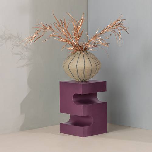 WOOOD decoratie vaas Karo - Papier Mache - Zand - 30x35x35