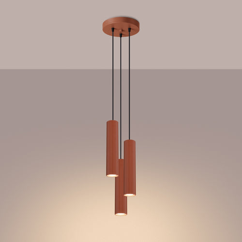 Sollux Lighting Hanglamp KARBON 3P rood oker - 19,5x19,5x108cm