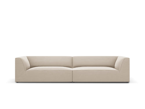 Micadoni Bank Ruby 4-zits, flueel, beige - 93x302x69cm