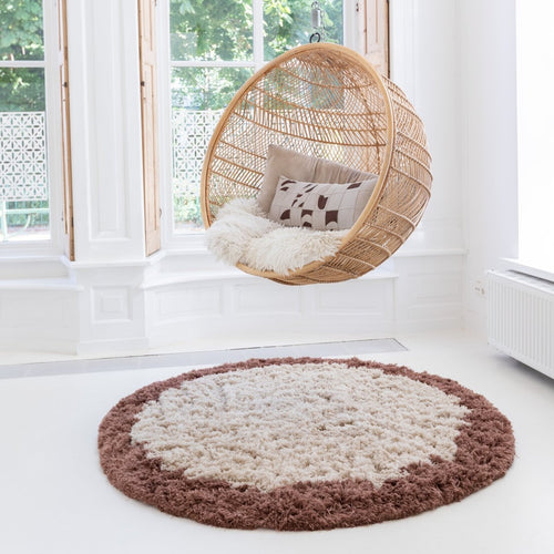 Interieur05 vloerkleed Pilo - hoogpolig - beige/bruin - Ø160 cm
