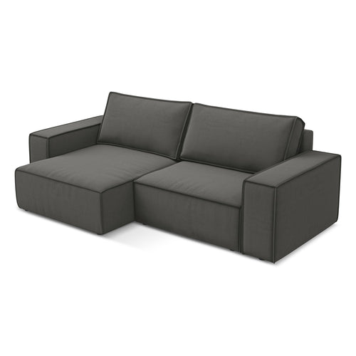 LaMiaSofa hoekbank links Livorno - velours - staal - 257x148x82