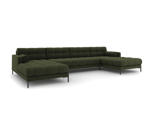 Cosmopolitan Design Panoramische bank Bali 7-zits, structurele stof, groente - 185x383x75cm